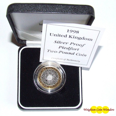 1998 Silver Proof PIEDFORT £2 - Bi-Colour